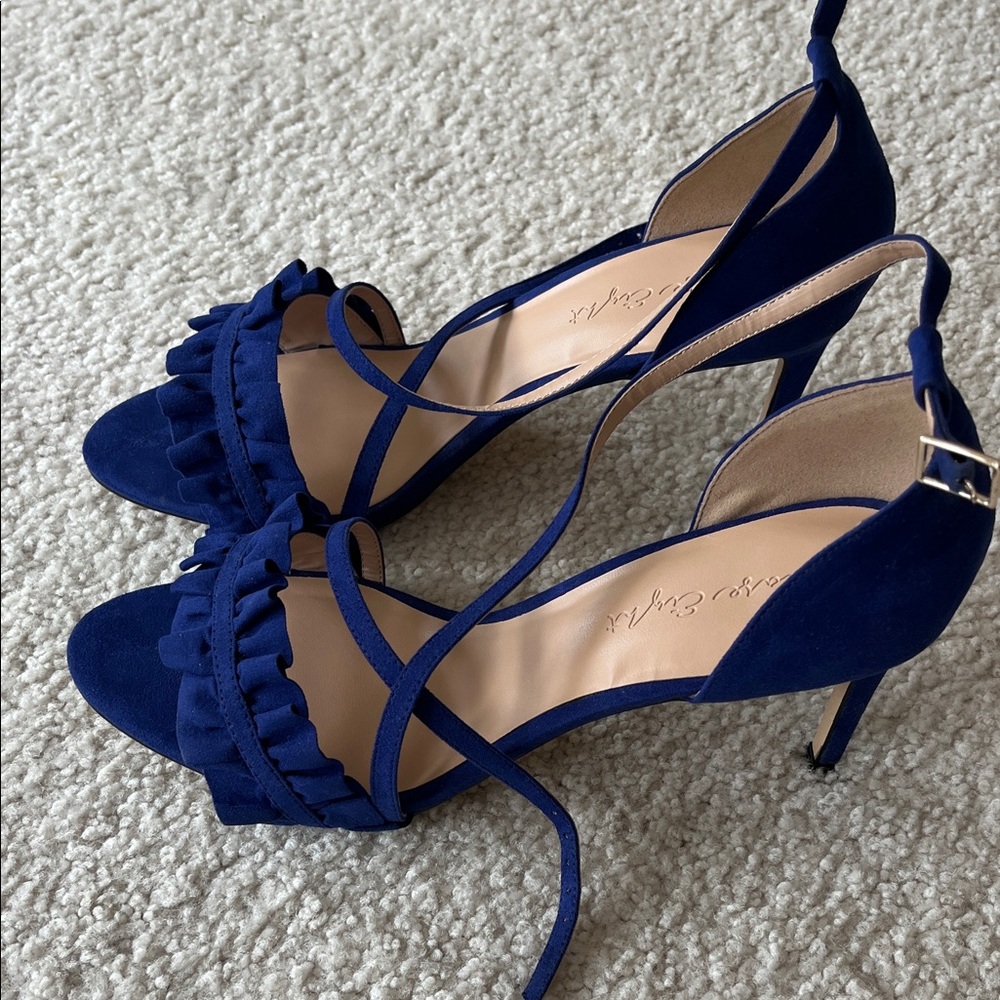 Chic Phase Eight brand royal blue strappy sandals with 3” heels, never worn.